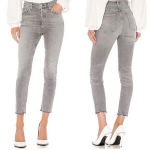 AGOLDE • Nico High Rise Slim Jeans Risk Grey Distressed Casual Women’s Denim